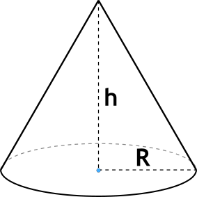 Объем конуса через радиус основания и высоту