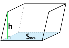 Объем наклонного параллелепипеда через площадь основания и высоту