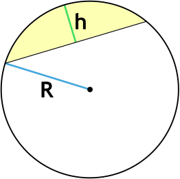 Площадь сегмента круга через радиус и высоту